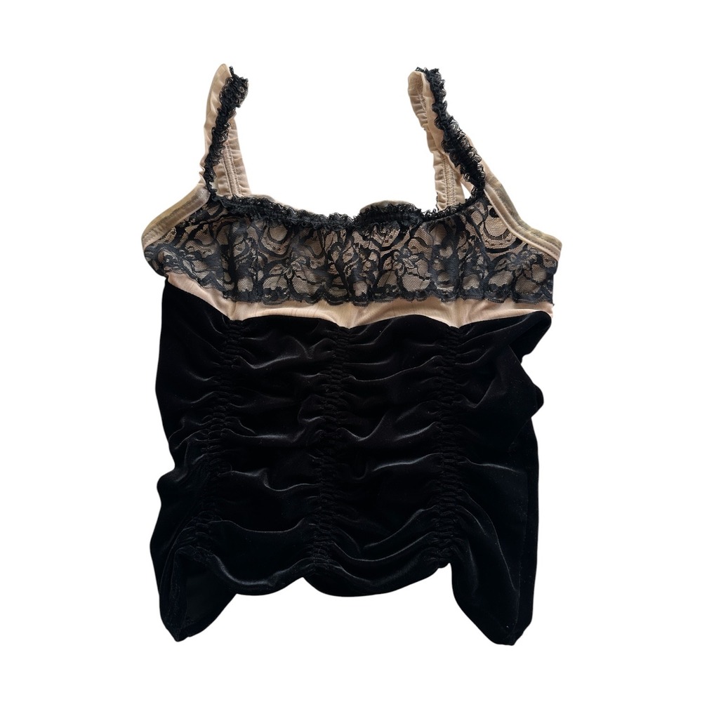Vintage Y2K velvet ruched lace grunge goth camisole top moda international